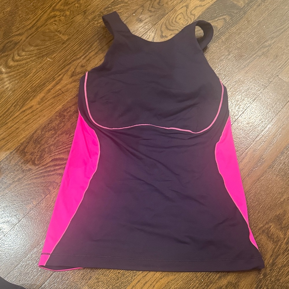 Pink and navy cross back tank